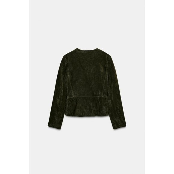 ZARA 100% LEATHER JACKET WITH FLARED HEM - Picture 6 of 7